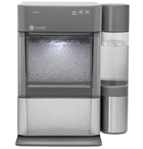 GE Profile ice maker machine with water reservoir.