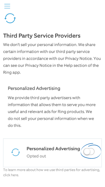 “Personalized Advertising” and opt out