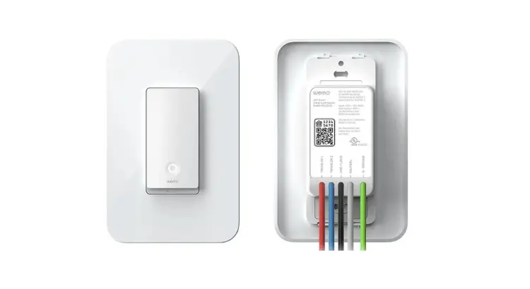 Behind of a WEMO smart light switch that requires a neutral wire