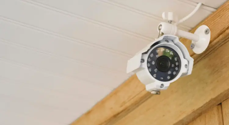 PoE security camera mounted